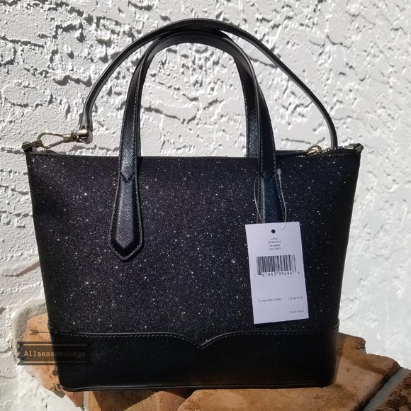 kate spade Bags Kate Spade Small Lola Satchel Black Glitter Bag